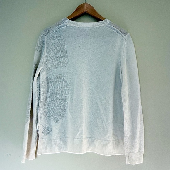 LAFAYETTE 148 NEW YORK Ivory Metallic Spiral Cashmere Crewneck Sweater - Picture 9 of 9